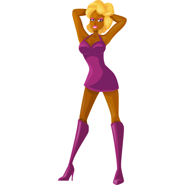 Purple clothes on posing model