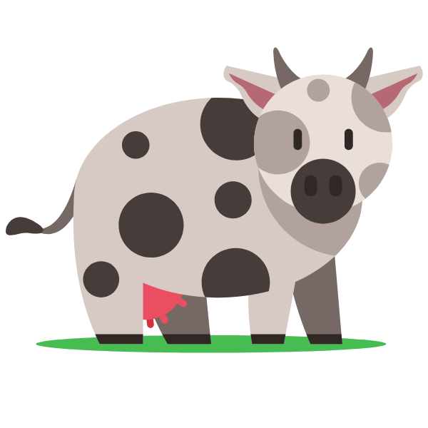 A cow with spots on the skin