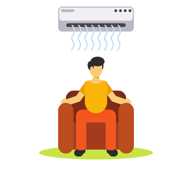 Air conditioning is cooling a person