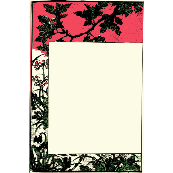 Ancient Japanese book frame vector clip art