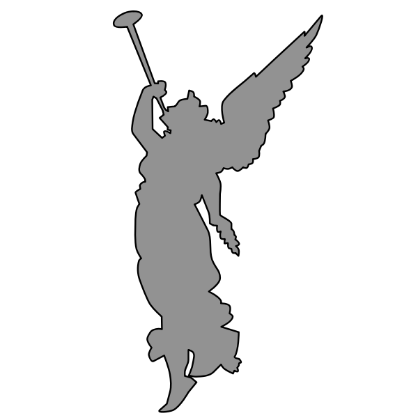 Angel playing trumpet silhouette vector drawing