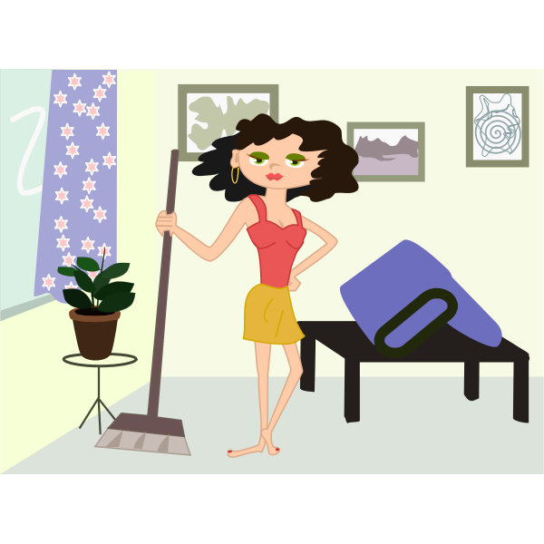 Apartment cleaning cartoon image