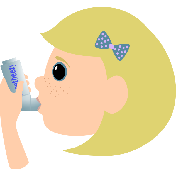 Vector image of young girl using asthma spray