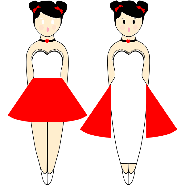 Vector image of ballerinas in red dresses