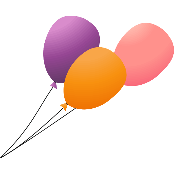 Three flying balloons on a lead vector image