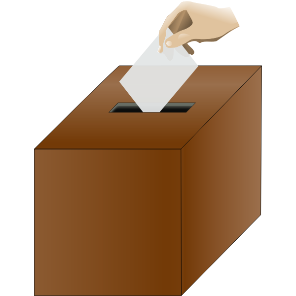 Vector graphics of ballot box with hand putting in a ballot paper