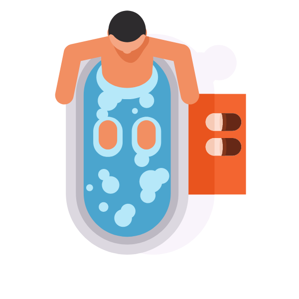 Relaxing in a bathtub