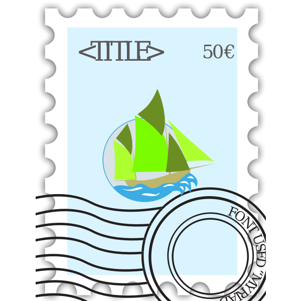 Vector illustration of stamped postage stamp,