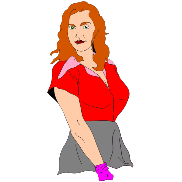 Vector image of man looking woman in red shirt