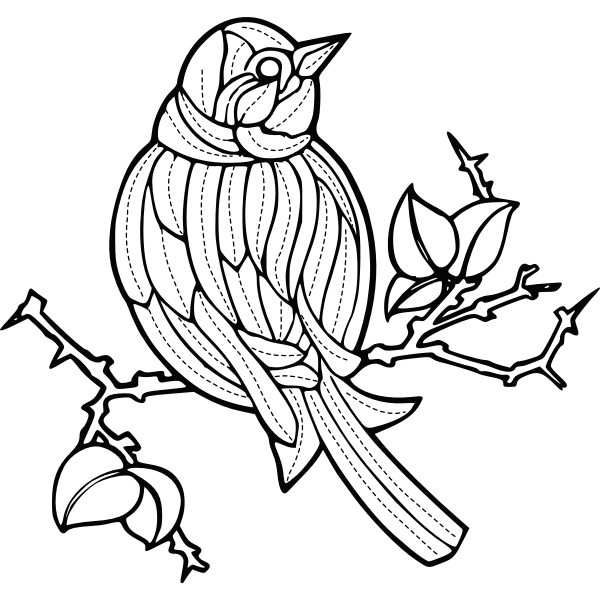 Vector image of a bird with embroidery pattern