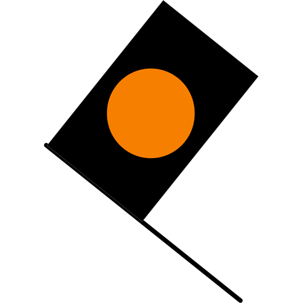 Vector graphics of black with orange circle flag