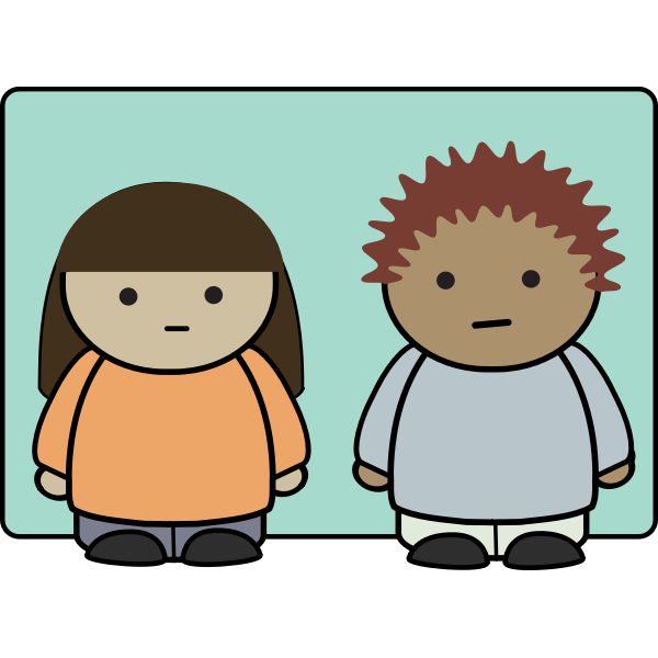 Vector clip art of a boy and a girl