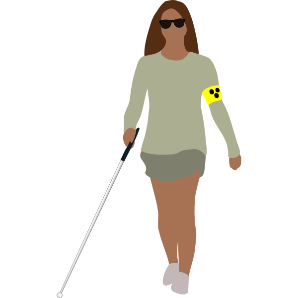 Vector image of a blind woman walking