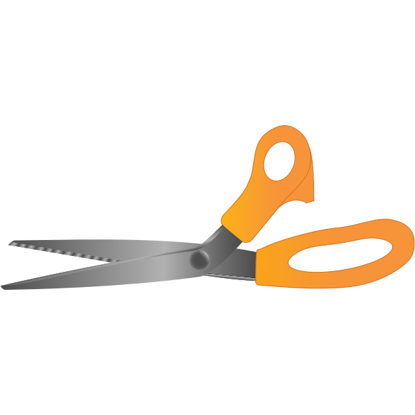 Vector illustration of pair of open orange scissors