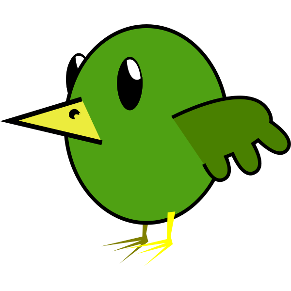 Cartoon vector graphics of green bird
