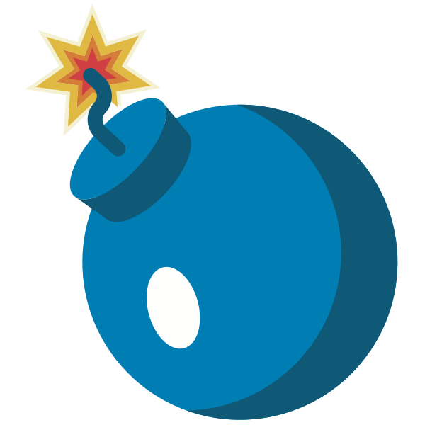 Blue cartoon bomb