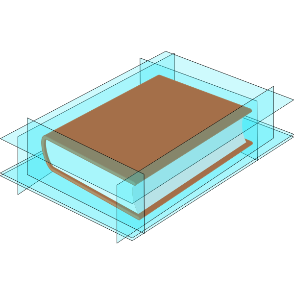 3D book in blue glass case