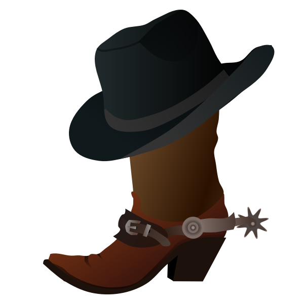 Cowboy boot and hat vector graphics