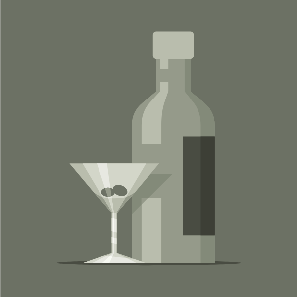 Bottle and a glass