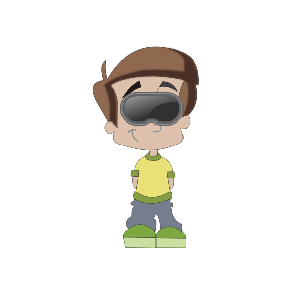 Boy with VR goggles cartoon art