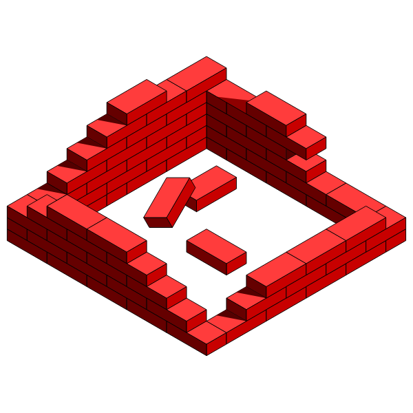 Destroyed brick wall vector graphics