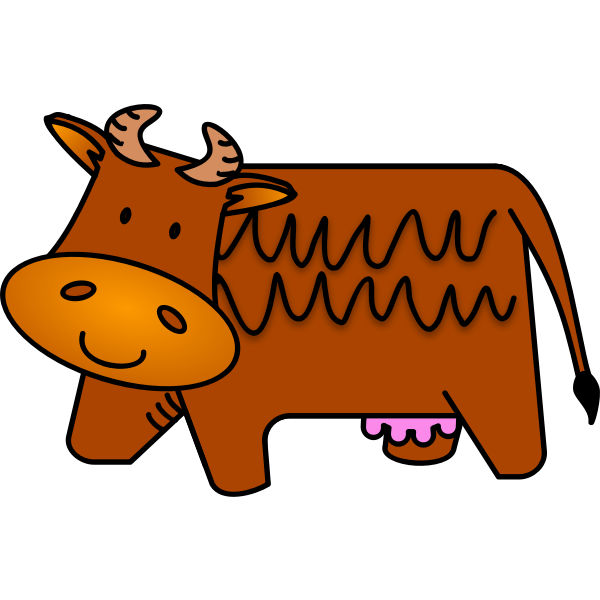 Vector illustration of friendly brown cow