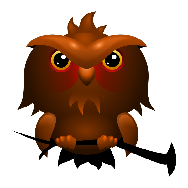 Big headed brown owl vector clip art