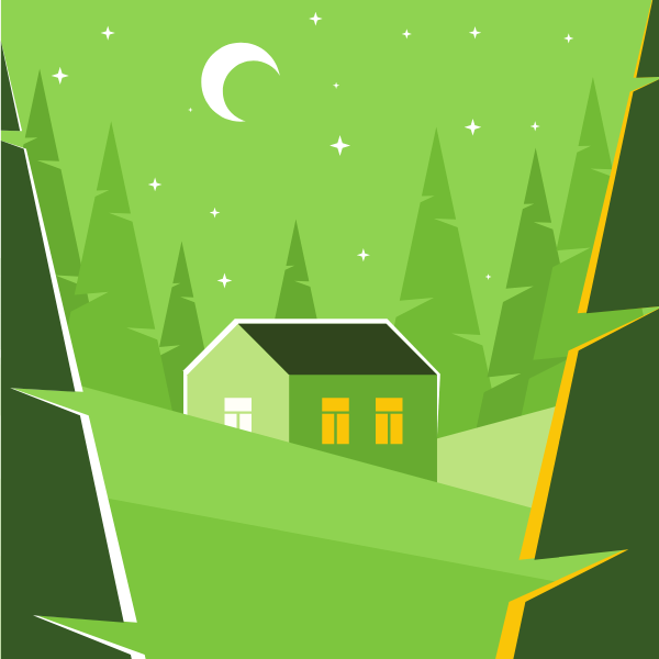 Lonely cabin in the night