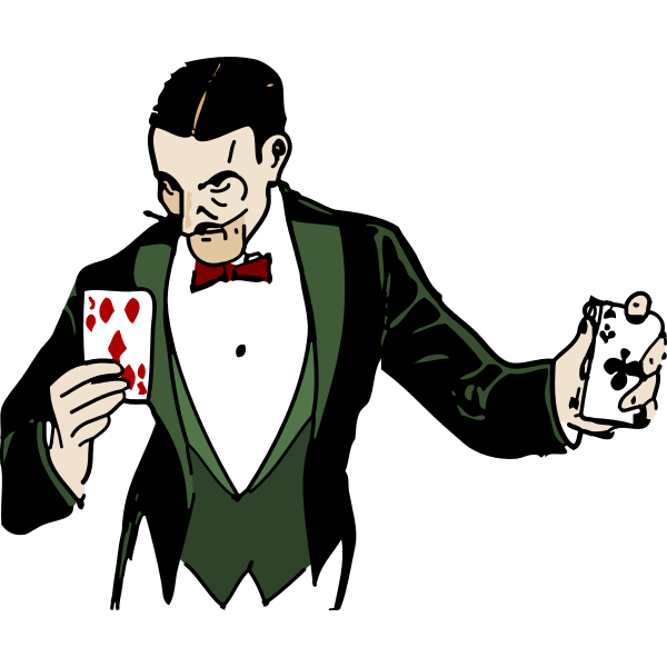 Card trick vector illustration