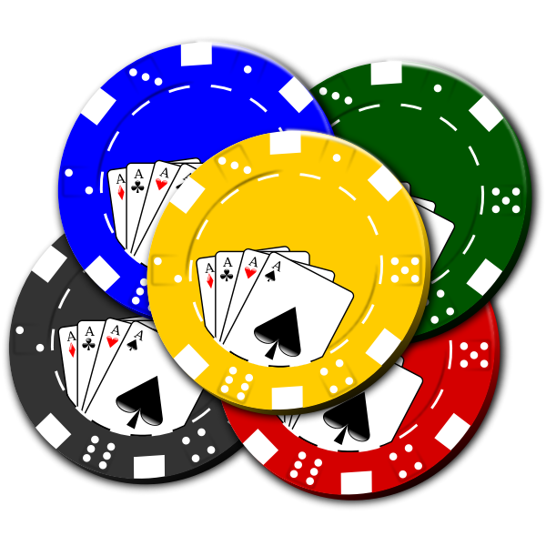 Vector drawing of casino chips with poker card design