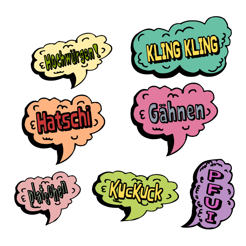 Speech balloons with German text