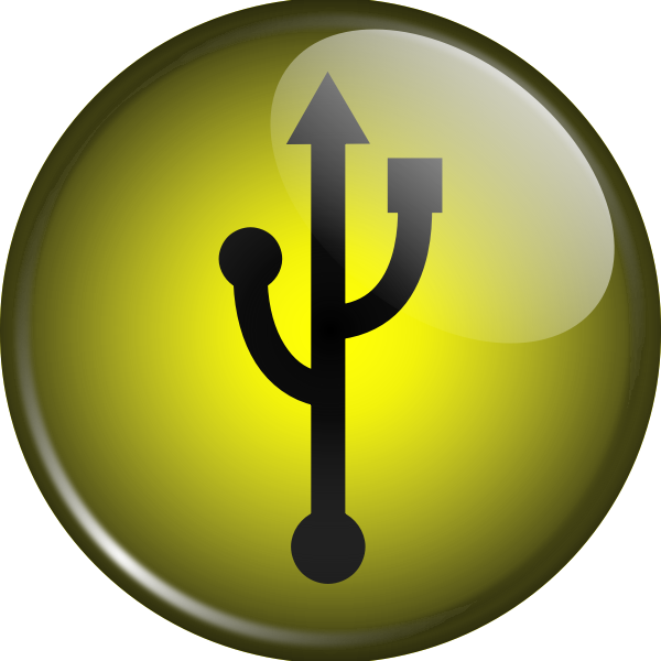 Vector image of button with USB sign on it