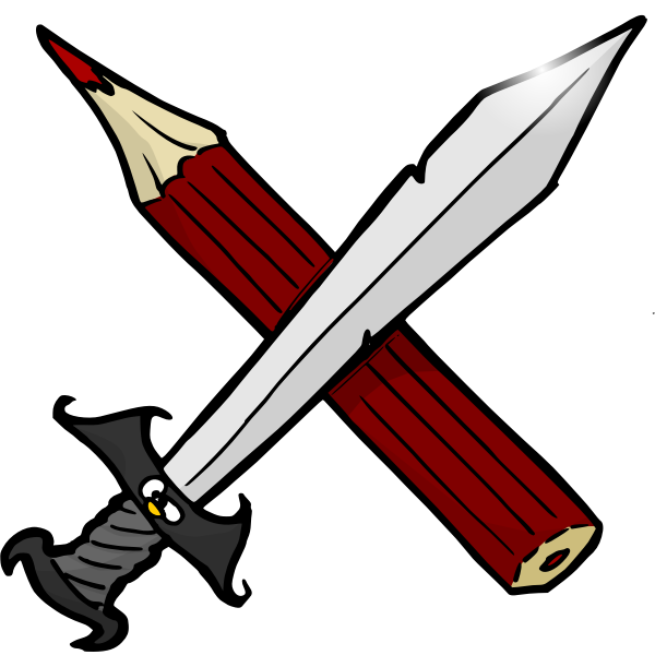 Sword and pencil vector drawing