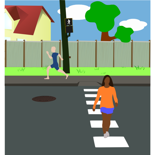 Neighborhood scene vector drawing