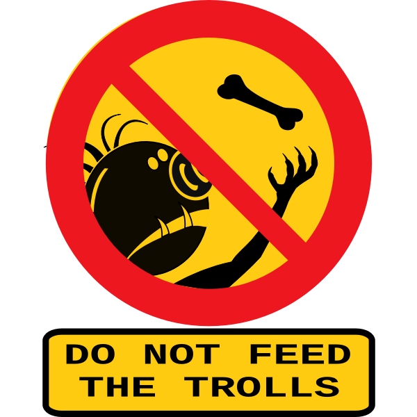 Vector clip art of do not feed the trolls sign with caption