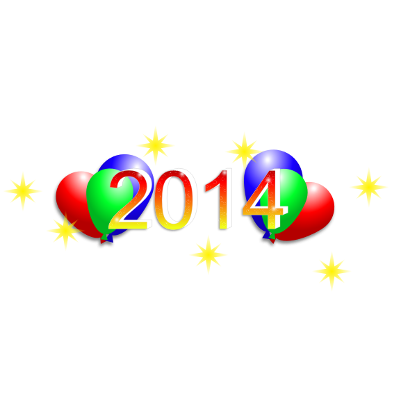 Happy New Year 2014 with balloons vector drawing