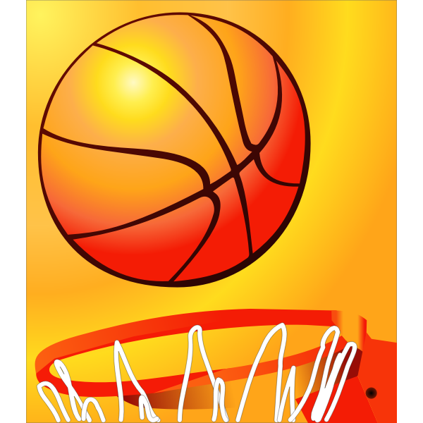 Basketball about to enter a basketball hoop vector image