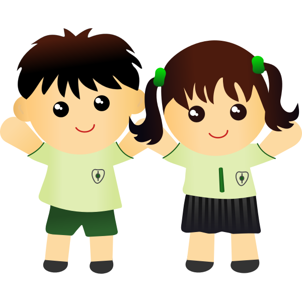 Boy and girl in school uniform vector drawing