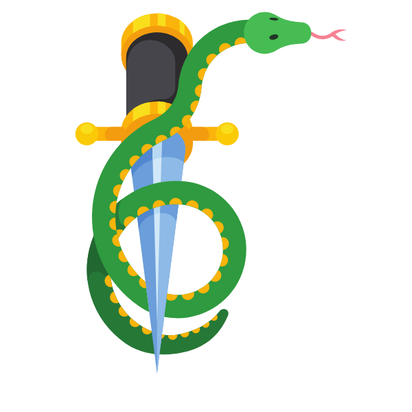 A dagger and a green snake