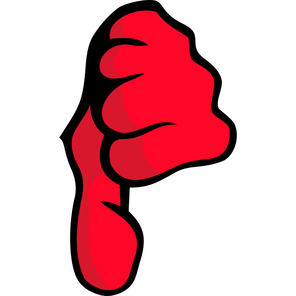 Vector clip art of red fist thumbs down