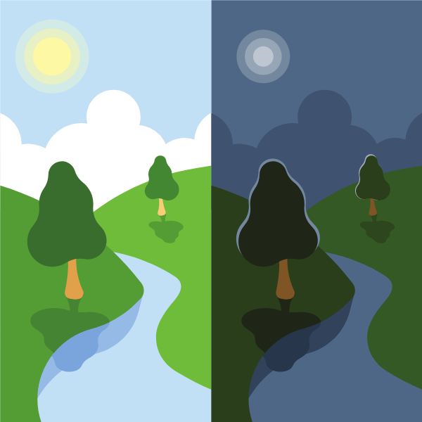 Day and night landscape