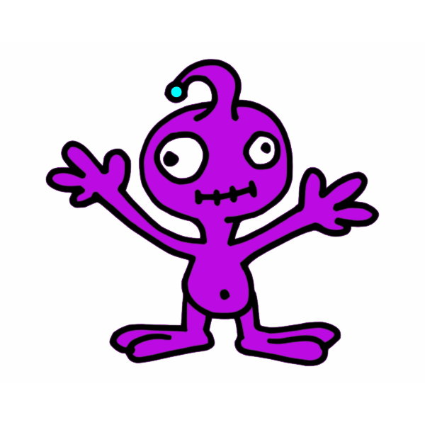 Vector clip art of little purple alien character