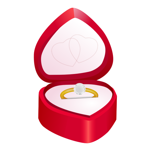 Vector image of diamond ring in heart shape box