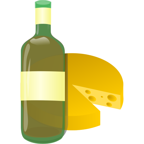 White wine and cheese icon vector graphics