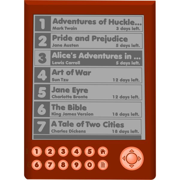 Vector clip art of e-book reader menu