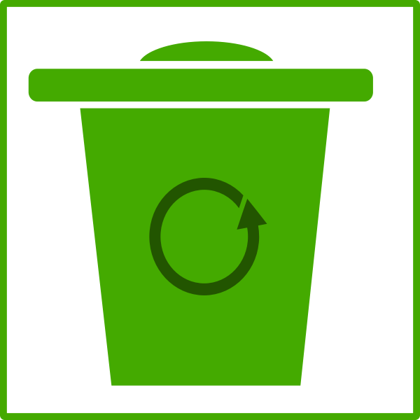 Vector image of eco green recycle bin icon with thin border