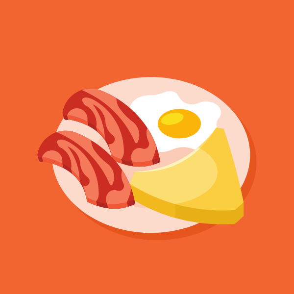 Eggs and bacon for breakfast