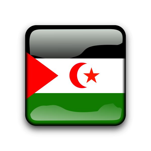 Glossy button with flag of Western Sahara