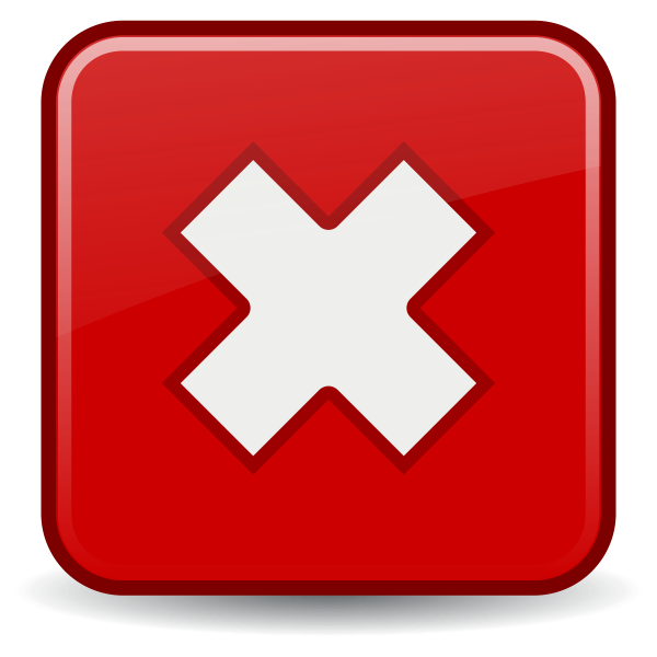 Red cross no OK vector icon