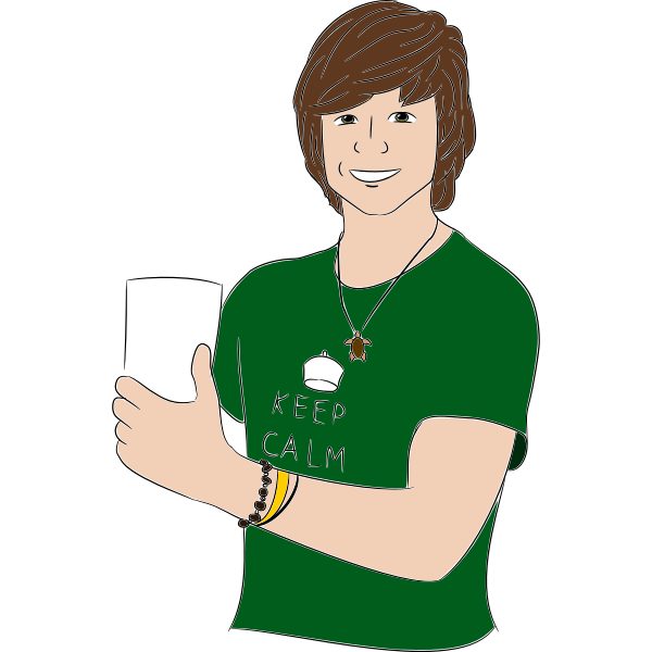 Vector image of young man showing thumbs up